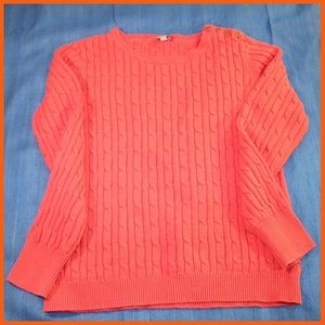 EUC Talbots Cable Knit Cotton Sweater, Orange-